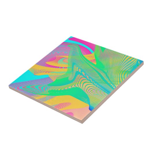 COLORS FLUO - Fractal Art - Tegeltje (Zijkant)