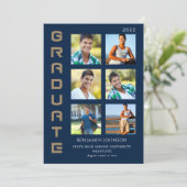 Colors Gold & Navy Afstuderen Multi-foto Kaart (Staand voorkant)