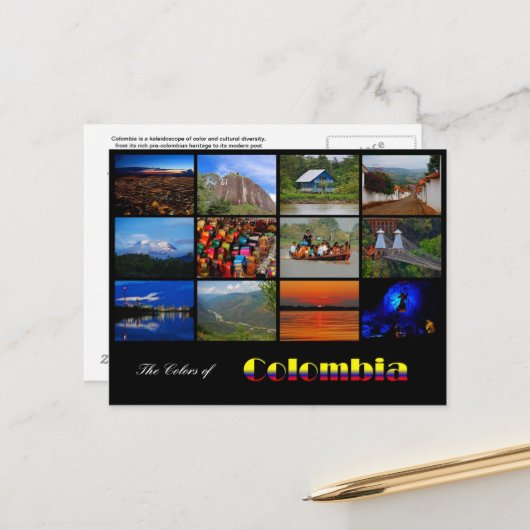 Colors of Colombia Travel Post Kaart (Voorkant / Achterkant in situ)