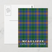Colors of Ireland Clan McAuliffe Tartan Briefkaart (Voorkant / Achterkant)