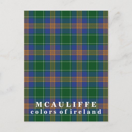 Colors of Ireland Clan McAuliffe Tartan Briefkaart (Voorkant)