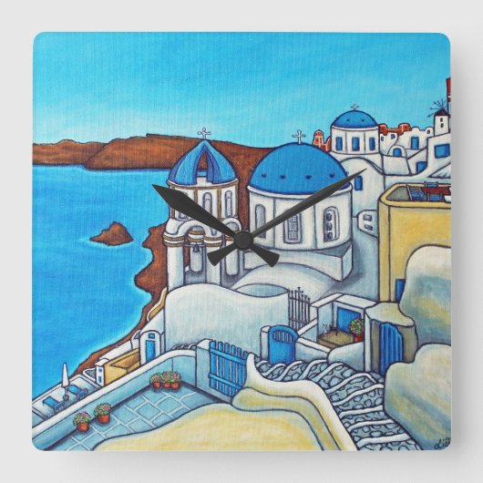 Colors of Santorini Wall Clock Vierkante Klok (Voorkant)