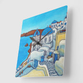 Colors of Santorini Wall Clock Vierkante Klok (Hoek)