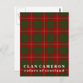Colors of Scotland Clan Cameron Tartan Briefkaart (Voorkant / Achterkant)