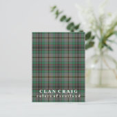 Colors of Scotland Clan Craig Tartan Briefkaart (Staand voorkant)