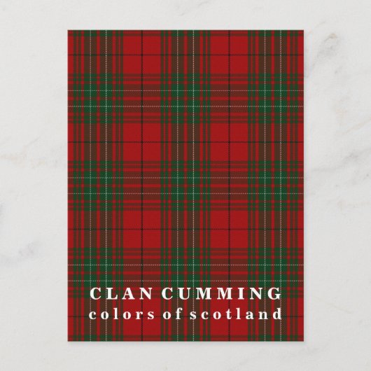 Colors of Scotland Clan Cumming Tartan Briefkaart (Voorkant)
