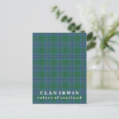 Colors of Scotland Clan Irwin Tartan Briefkaart (Staand voorkant)