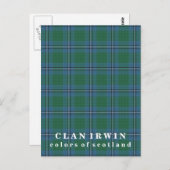 Colors of Scotland Clan Irwin Tartan Briefkaart (Voorkant / Achterkant)