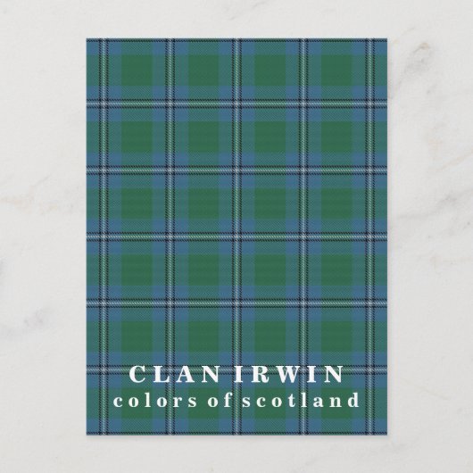 Colors of Scotland Clan Irwin Tartan Briefkaart (Voorkant)