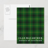 Colors of Scotland Clan MacArthur Tartan Briefkaart (Voorkant / Achterkant)