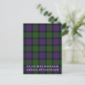Colors of Scotland Clan MacDonald Tartan Briefkaart (Staand voorkant)