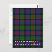 Colors of Scotland Clan MacDonald Tartan Briefkaart (Voorkant / Achterkant)