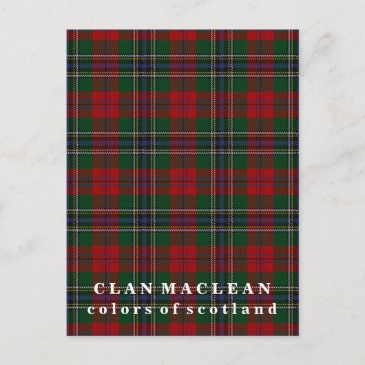 Colors of Scotland Clan MacLean Tartan Briefkaart (Voorkant)
