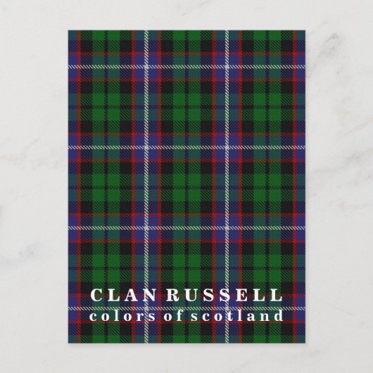 Colors of Scotland Clan Russell Tartan Briefkaart (Voorkant)