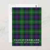 Colors of Scotland Clan Sutherland Tartan Briefkaart (Voorkant / Achterkant)