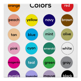 Colors Poster for Kids, Classroom