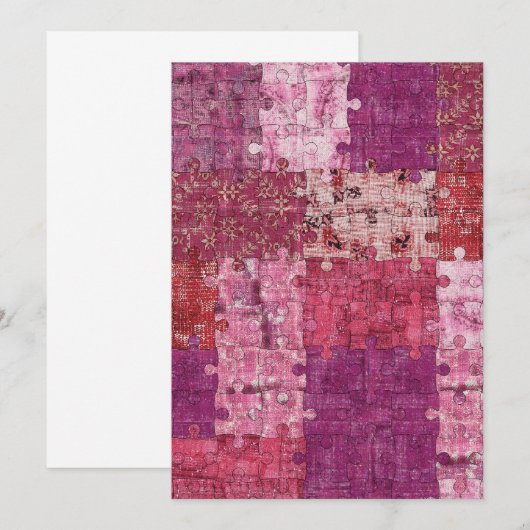 Colors Texture Puzzle Invitation Kaart (Voorkant / Achterkant)