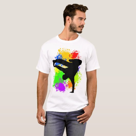 Colorsplash breakdancer t-shirt (Voorkant volledig)