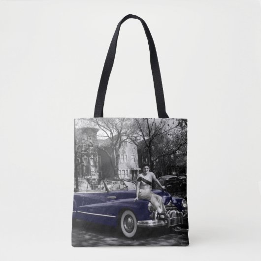Colorsplash Woman 1950's Buick Roadmaster Auto Tote Bag (Voorkant)