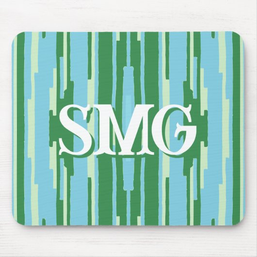 Colorstack Ikat in Green + Aqua Personalized Muismat (Voorkant)