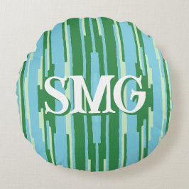 Colorstack Ikat in Green + Aqua Personalized Rond Kussen