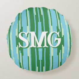 Colorstack Ikat in Groen + Aqua Persoonlijk Rond Kussen