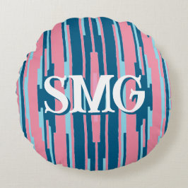 Colorstack Ikat in Pink + Aqua Personalized Rond Kussen