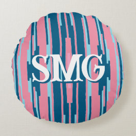 Colorstack Ikat in Roze + Aqua Persoonlijk Rond Kussen