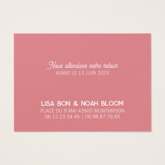 Colorus-responskaart - Rose Visitekaartje (Achterkant)