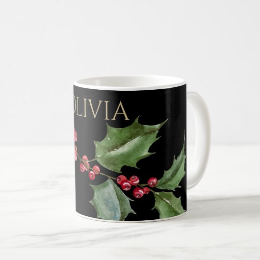 Colorway waterverf Holly en Red Berries Koffiemok (Voorkant rechts)