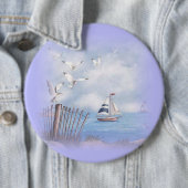 COLOSSAL Beach Scene, 6 inch Backpack Pins buttons (In situ)