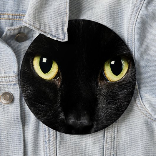 COLOSSAL Black Cat Pinback Button Backpack Pins (In situ)
