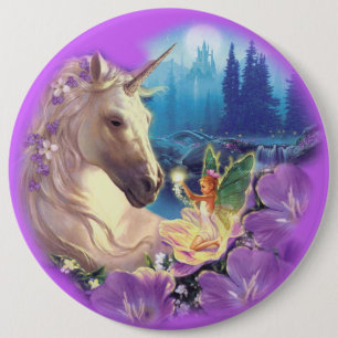 COLOSSAL Unicorn en Fairy, 6-inch pinknoppen Ronde Button 6,0 Cm