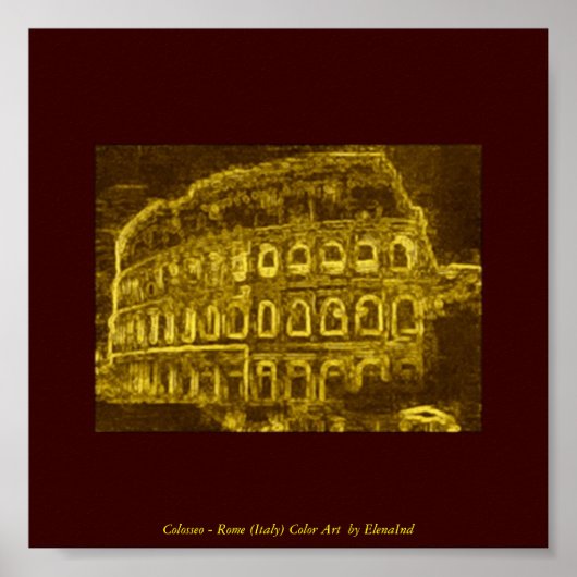 Colosseo Neon Colour Art Poster (Voorkant)