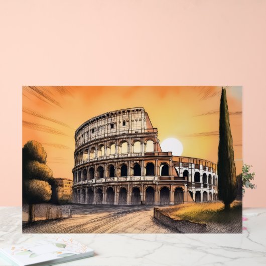 Colosseum ancient roman amphitheater during golden acryl bord (Huwelijk)