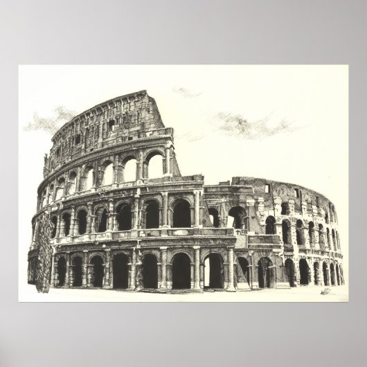 Colosseum - Cross Hatching Fine Art afdrukken Poster (Voorkant)