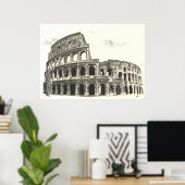 Colosseum - Cross Hatching Fine Art afdrukken Poster (Thuiskantoor)