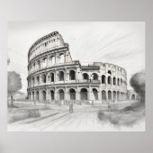Colosseum historical architecture art drawing in r poster (Voorkant)