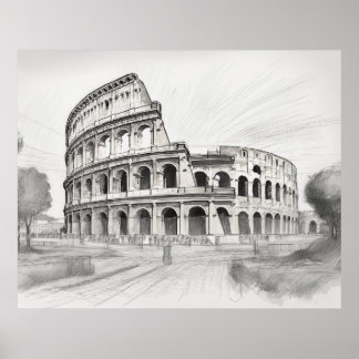 Colosseum historische architectuur kunst tekening  poster