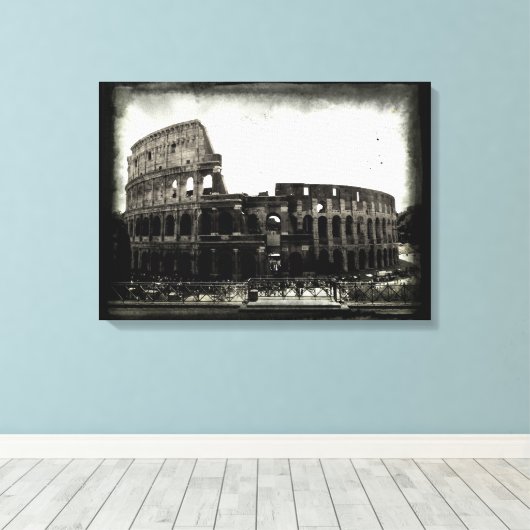 Colosseum in Black and White Canvas Afdruk (Insitu (Houten vloer))