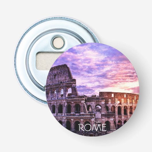 Colosseum in Rome bij zonsondergang Button Flesopener (Voorkant)