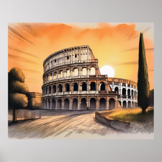 Colosseum in Rome Italië bij zonsondergang Poster (Voorkant)