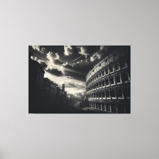 Colosseum in zwart wit - tijdloze Romeinse elegant Canvas Afdruk (Voorkant)
