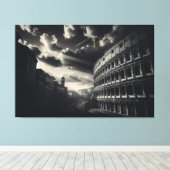 Colosseum in zwart wit - tijdloze Romeinse elegant Canvas Afdruk (Insitu (Houten vloer))