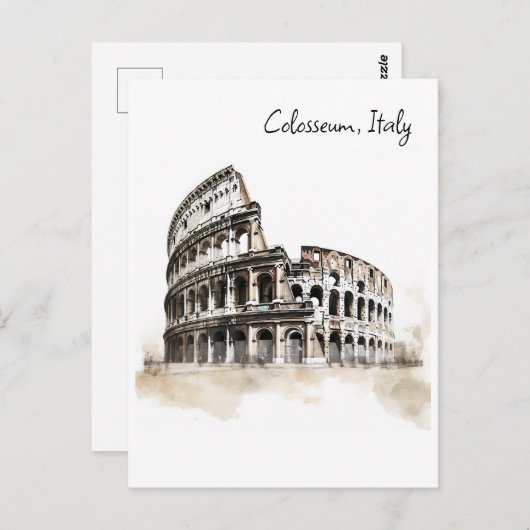 Colosseum, Italië schets Briefkaart (Voorkant / Achterkant)
