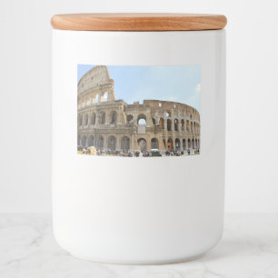 Colosseum Rome Fotografie Voedselcontainer Etiket