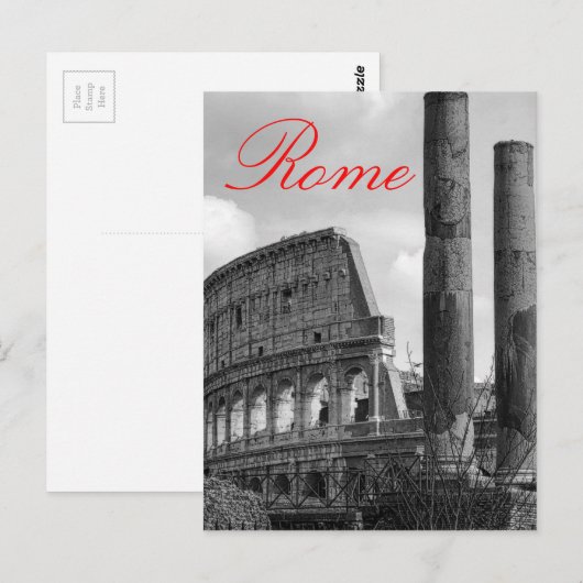 Colosseum Rome Italiaanse reisfoto zwart-wit Briefkaart (Voorkant / Achterkant)
