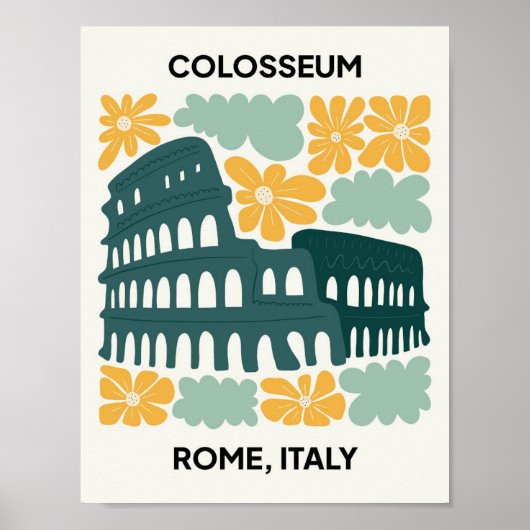 Colosseum Rome Italië abstracte reizen bloemsierku Poster (Voorkant)