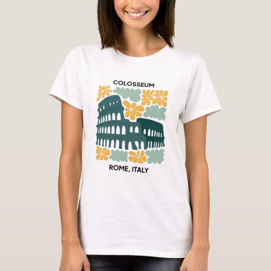 Colosseum Rome Italië abstracte reizen bloemsierku T-shirt (Voorkant)