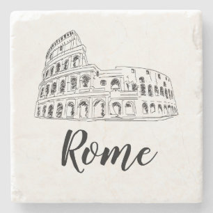 Colosseum Rome Italië Art Illustratie Stenen Onderzetter